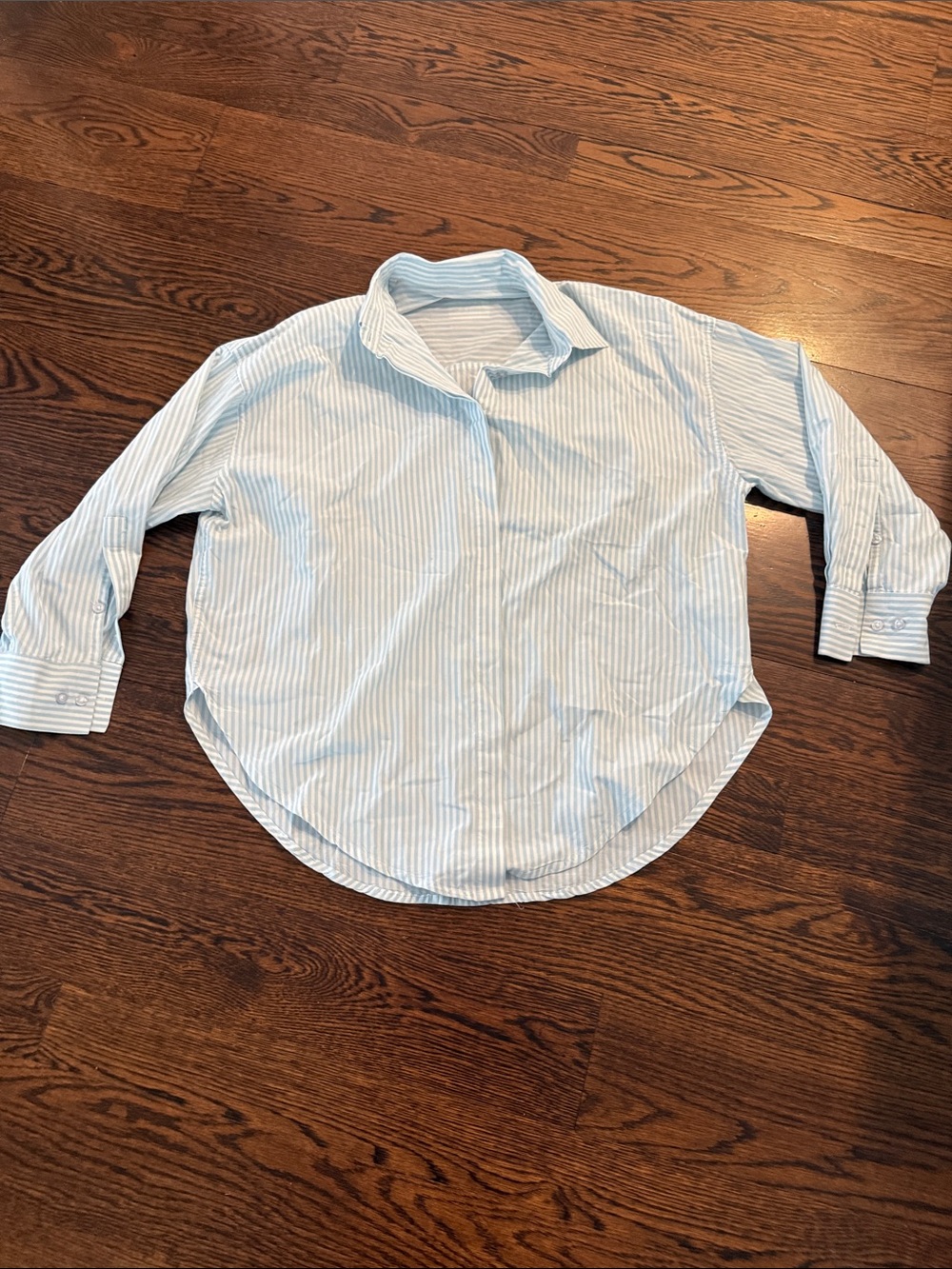 Daily Drills Light Blue and White Striped Shirt with Logo Patch - Picture 1 of 3